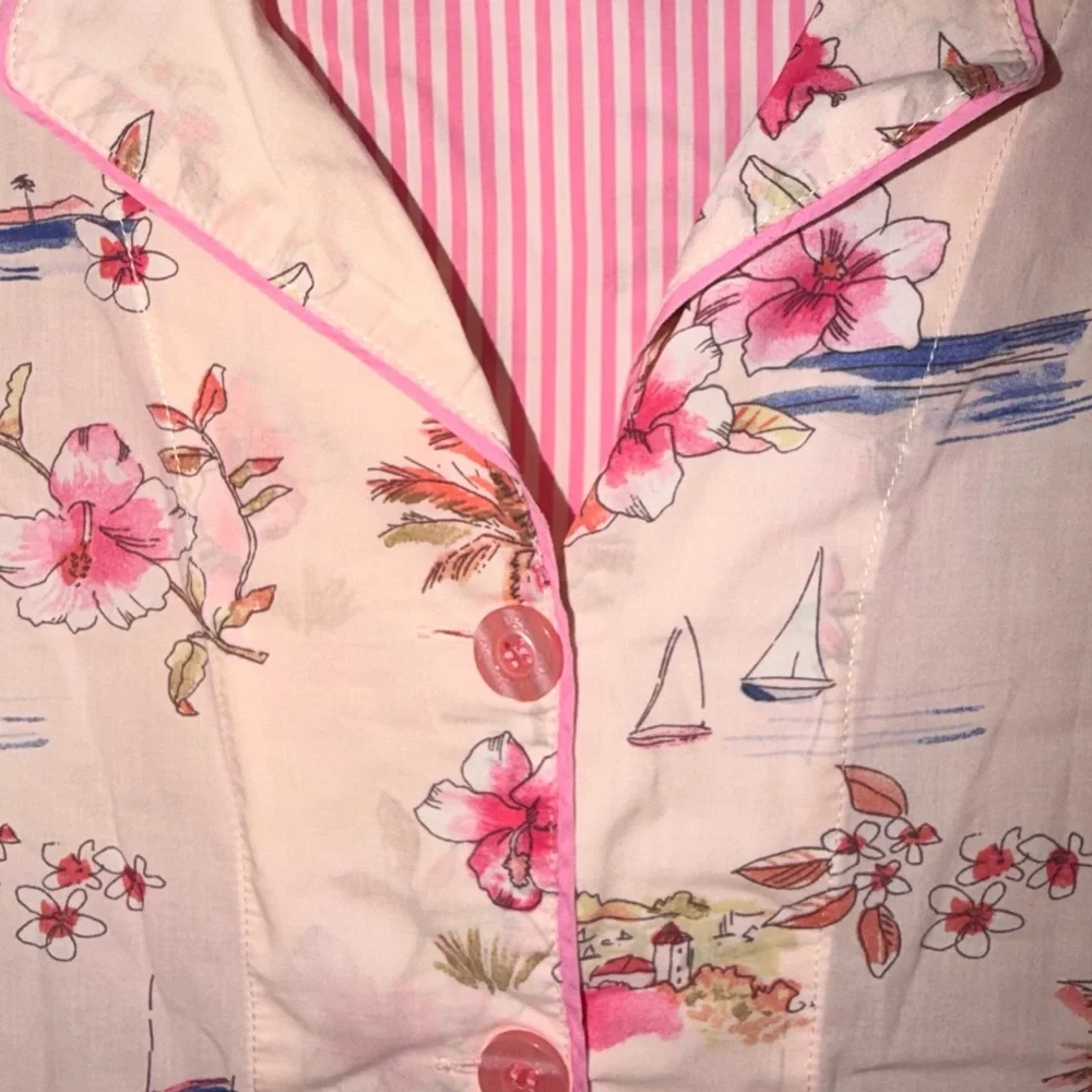 PJ Salvage Pajama Set Size S Pink Beach Print 2PC Sleep & Lounge - Picture 6 of 13